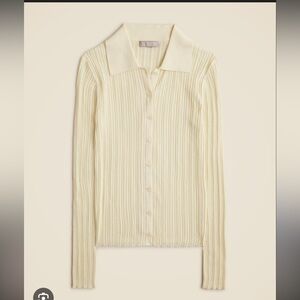 J Crew Ribbed tulle trim sweater